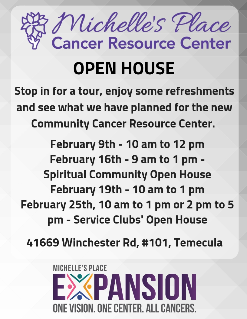 Michelle’s Place Cancer Research Center February Open Houses!